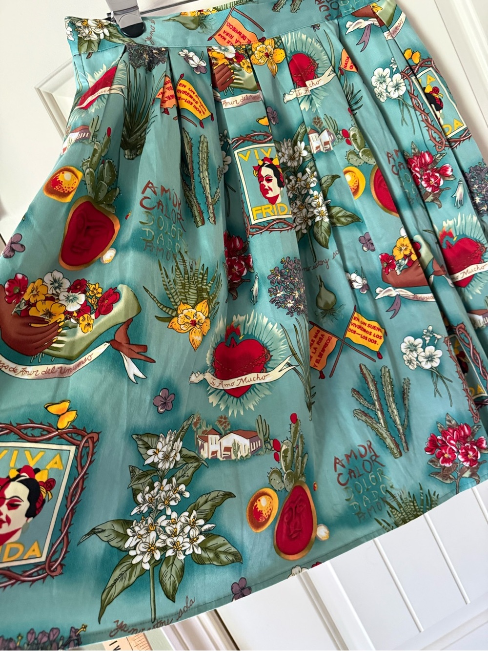 Grace Karin 'Viva Frida' A-Line  Midi Skirt Showcases Mexican Art & Culture NWOT